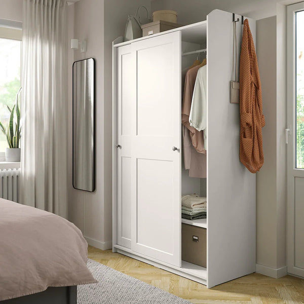 Wardrobe - MDF Wood - White - 199x118x55 cm - Cataloug