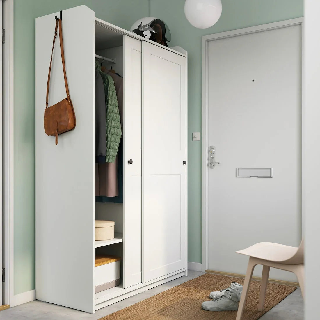 Wardrobe - MDF Wood - White - 199x118x55 cm - Cataloug