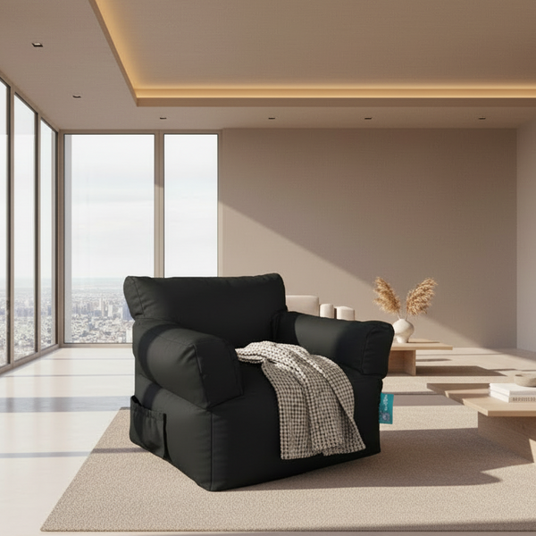Royal Bean bag Chair - Black - 90x90x90 cm
