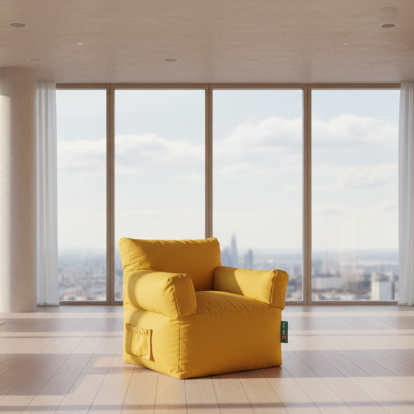 Royal Bean bag Chair - Yellow - 90x90x90 cm