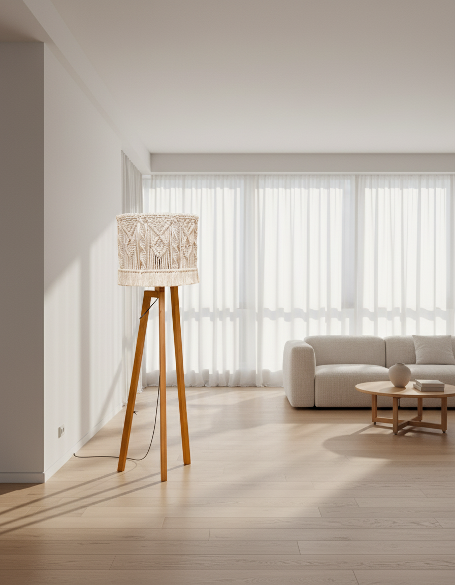 Modern living room with a floor lamp and sofa