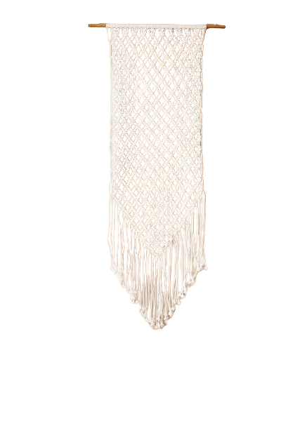  مكرمية - خشب وخيوط قطنية - ؤف وايت - 90×40 سم