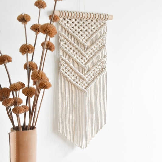  مكرمية - خشب وخيوط قطنية - ؤف وايت- 70×40 سم