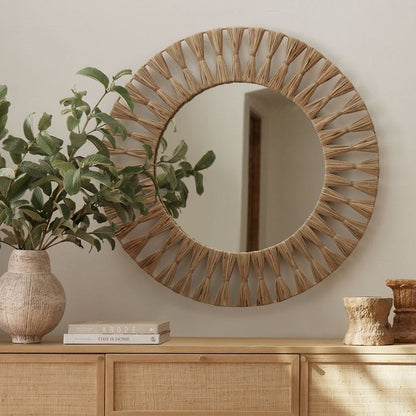 مرآة من الجوت - حبال الجوت - بيج - ٥٠×٥٠ سم