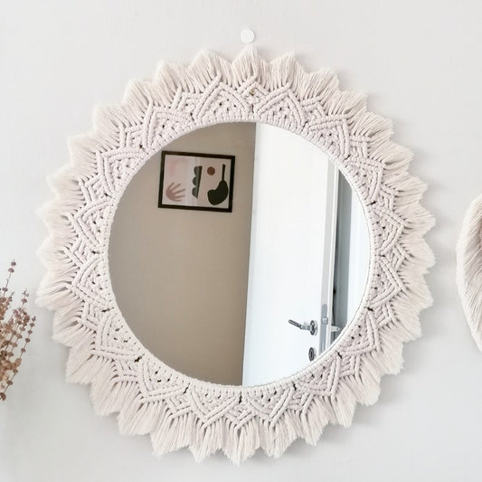 Macrame Mirror - Cotton Yorn - Off White- 50x50 cm