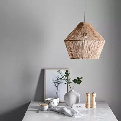 Ceiling Lamp -Steel & Jute Ropes - Beige - 50x20 cm