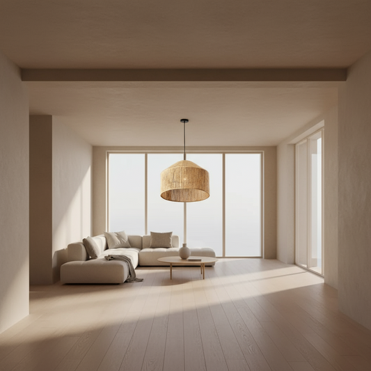 Ceiling Lamp -Steel & Jute Ropes - Beige - 50x20 cm