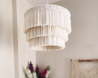 مصباح سقف - ستيل وخيوط قطنية - ؤف وايت - 70×60 سم