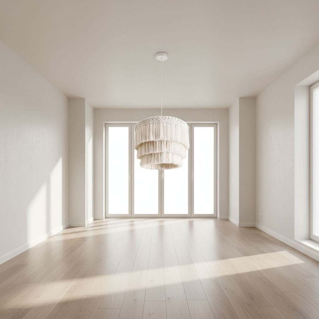 مصباح سقف - ستيل وخيوط قطنية - ؤف وايت - 70×60 سم