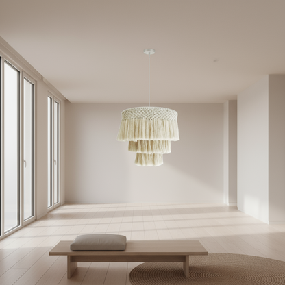 مصباح سقف - ستيل وقطن - ؤف وايت - 70×60