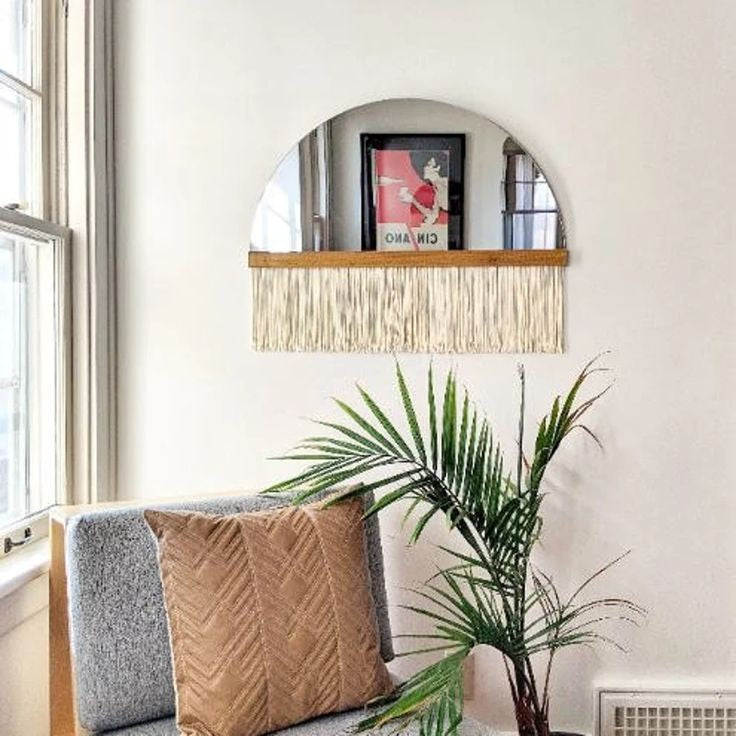 Macrame Mirror - Cotton Yorn - Off White- 45x50 cm