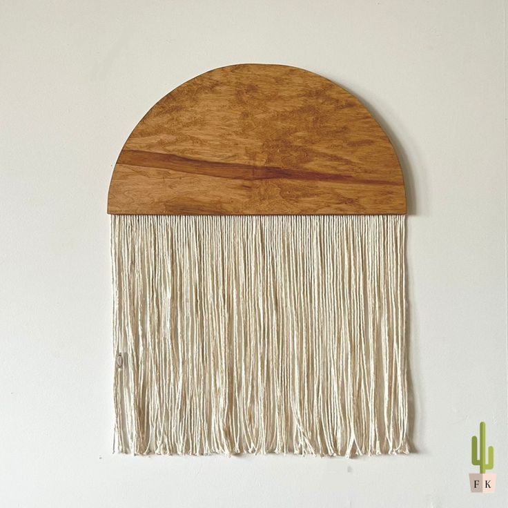 Wall Decor -Wood & Cotton Yorn - Off White - 70x50 cm