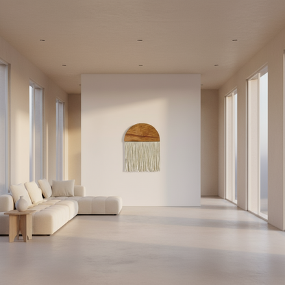 Wall Decor -Wood & Cotton Yorn - Off White - 70x50 cm