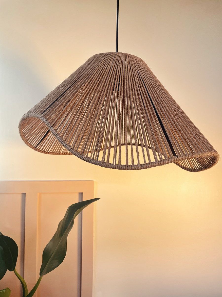 مصباح سقف - حبال من الخيش و الستيل - بيج - 50×20