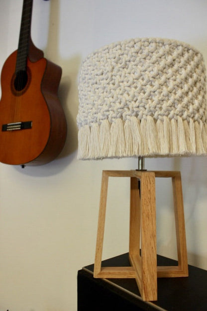 Table Lamp - Beech Wood - Off White & Beige - 65x30 cm