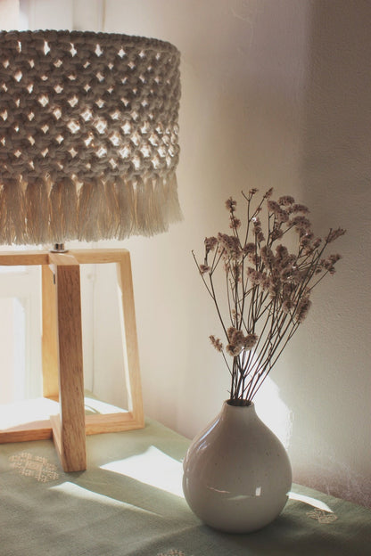 Table Lamp - Beech Wood - Off White & Beige - 65x30 cm