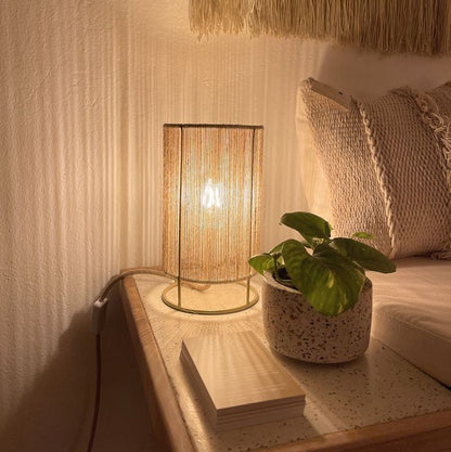 Table Lamp - Steel & Cotton Yarn - Beige - 40x20 cm