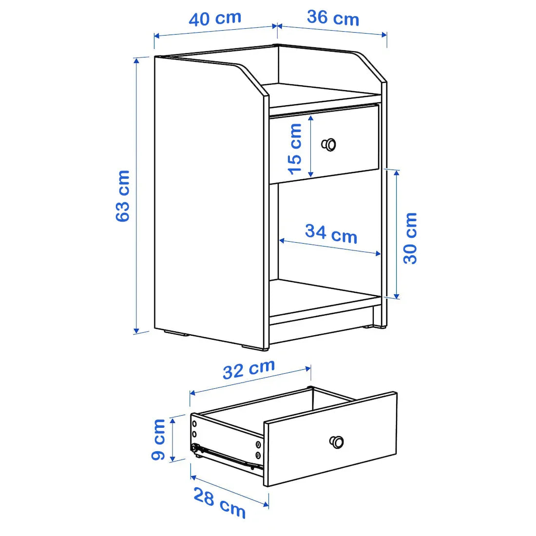 Commode - MDF Wood - White - 40x36x63 cm - Cataloug