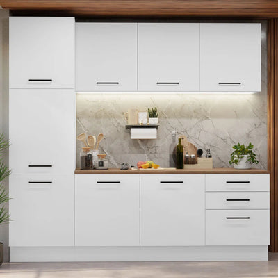 مطبخ - خشب MDF - ٣ قطع - أبيض - ٢٤٠×٢٢٥×٦٠ سم