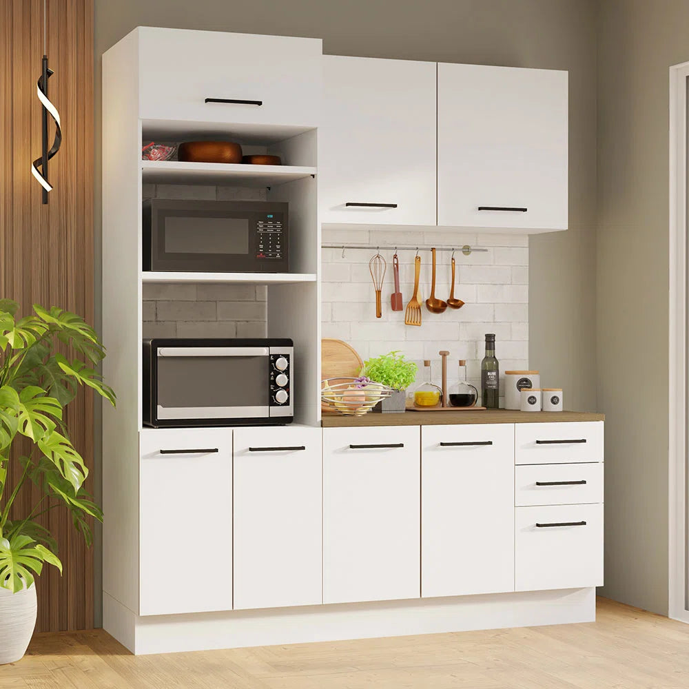 Kitchen - MDF - White - 3 piece - 190x120x60 cm