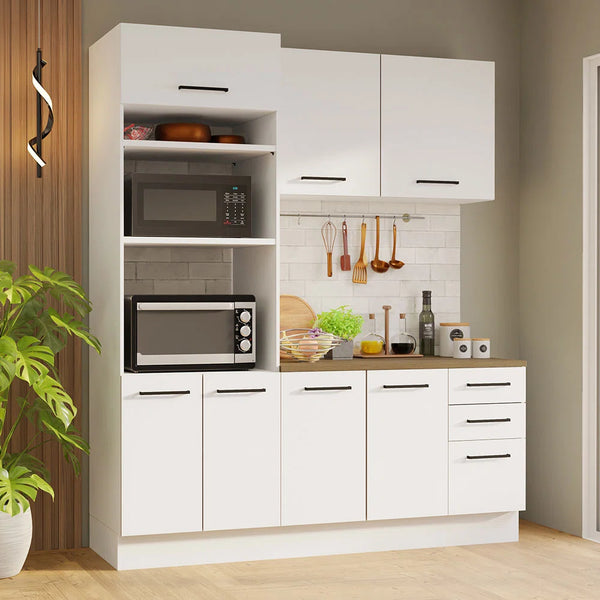 Kitchen - MDF - White - 3 piece - 190x120x60 cm