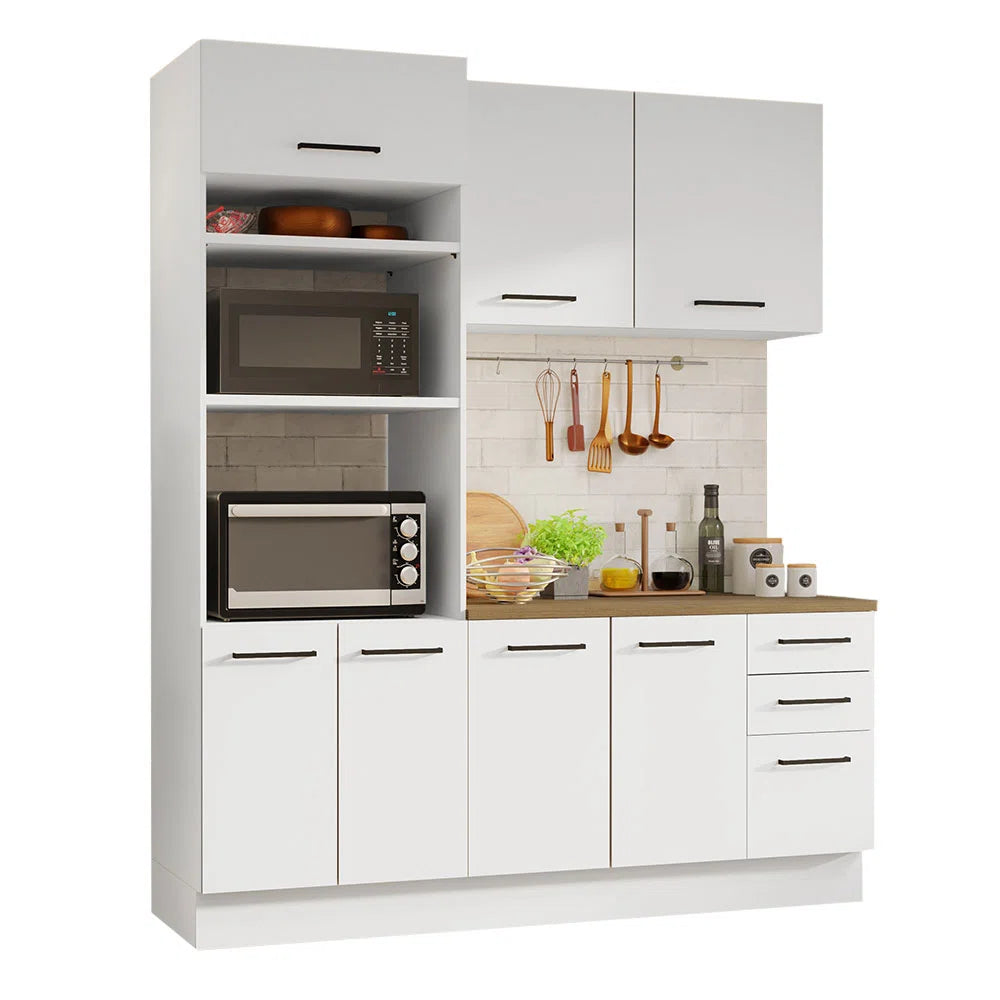Kitchen - MDF - White - 3 piece - 190x120x60 cm