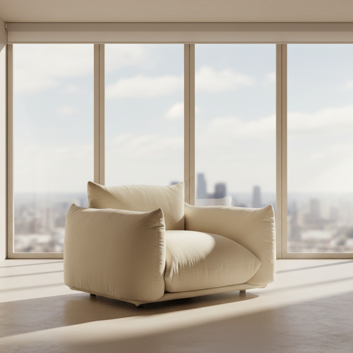 Armchair - Natural Wood - Velvet- Multi color - 110x90x75 cm