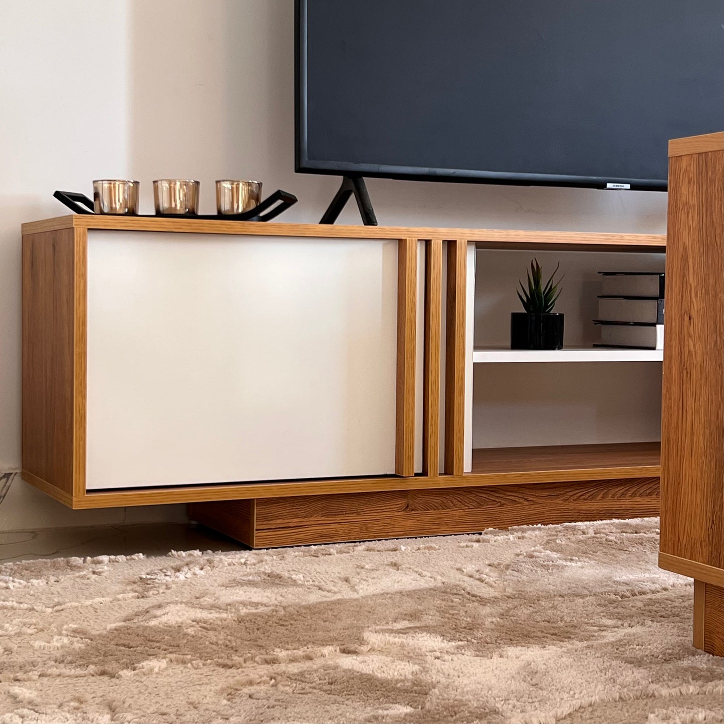 Bundle of TV Table and Coffee Table - MDF Wood - Brown & White