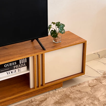 Bundle of TV Table and Coffee Table - MDF Wood - Brown & White