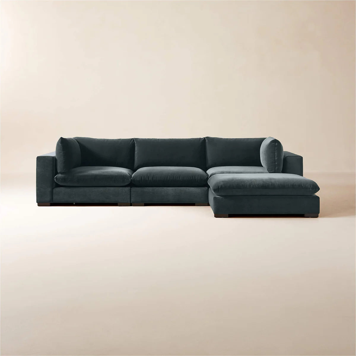 Sofa L Shape - Natural Wood - Multi Fabrics - Grey - 315 x 200 x 90 x 80 cm