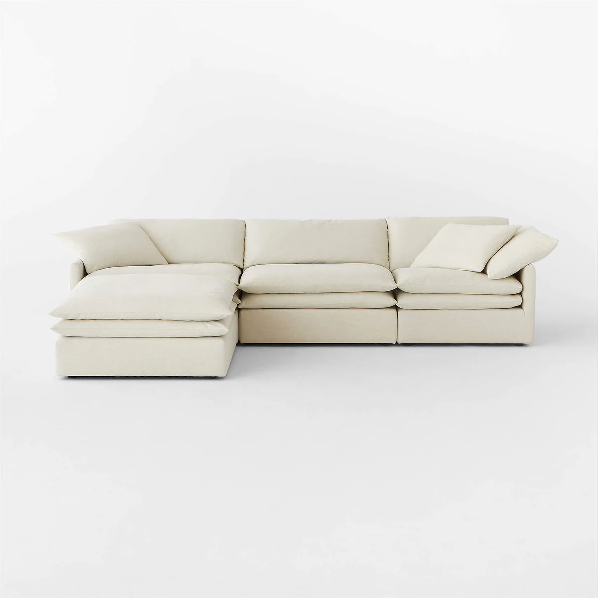 Sofa L Shape - Natural Wood - Multi Fabrics - Beige - 320 x 180 x 90 x 75 cm