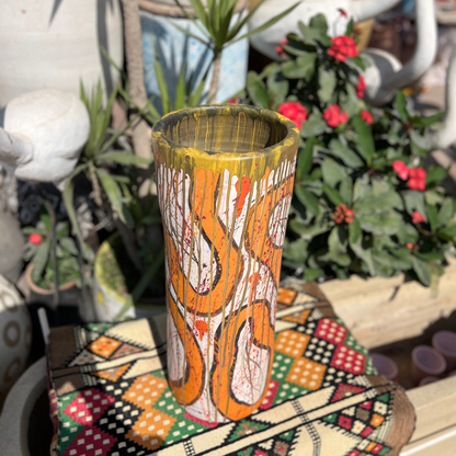 Cylinder Vase - Pottery - Multi Color - 57x8x8 cm