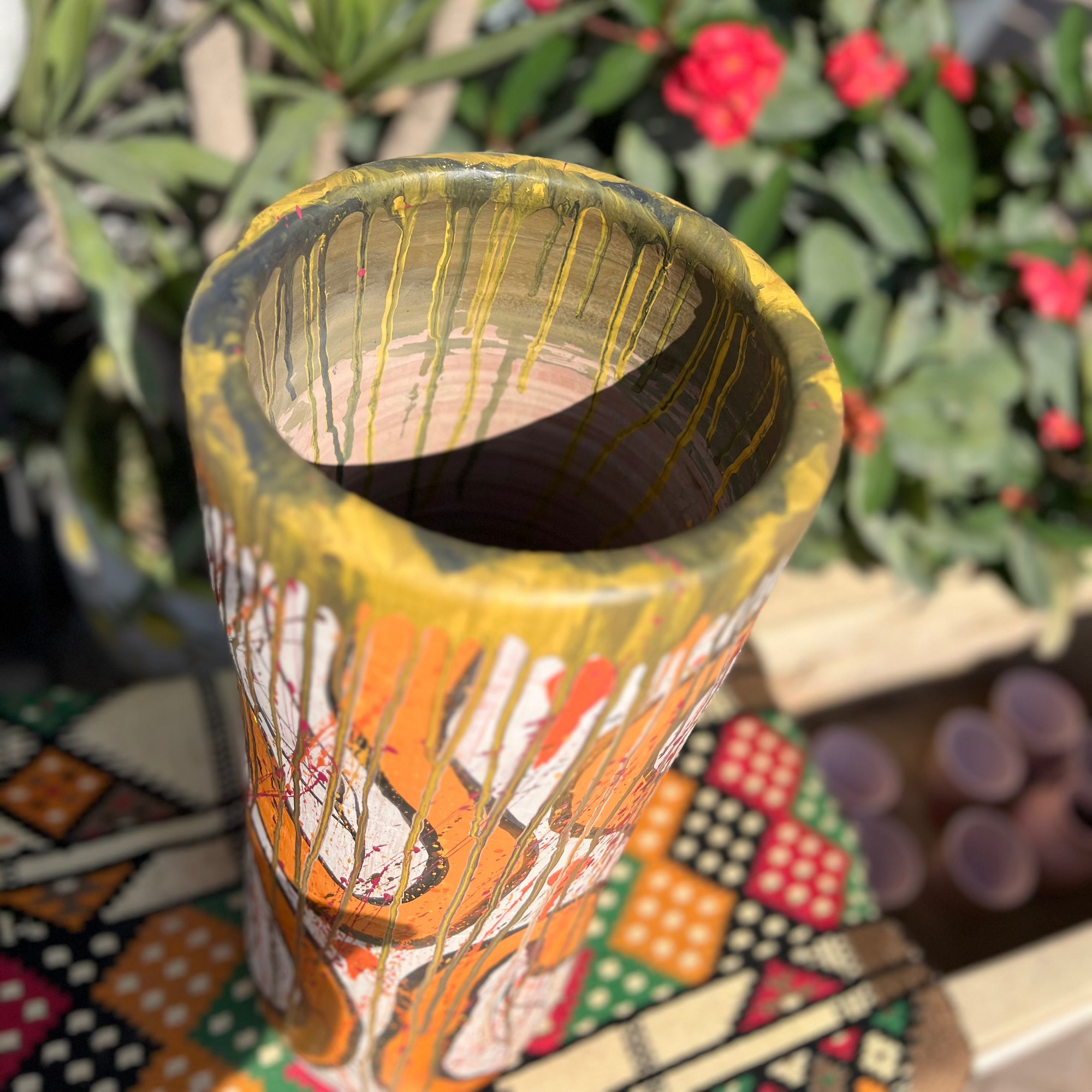 Cylinder Vase - Pottery - Multi Color - 57x8x8 cm