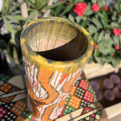Cylinder Vase - Pottery - Multi Color - 57x8x8 cm