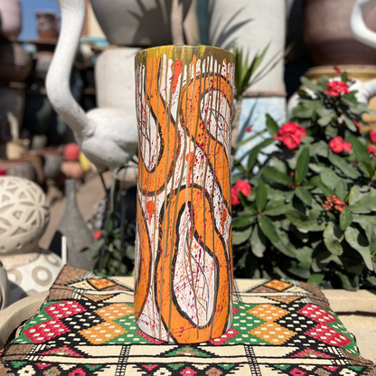 Cylinder Vase - Pottery - Multi Color - 57x8x8 cm