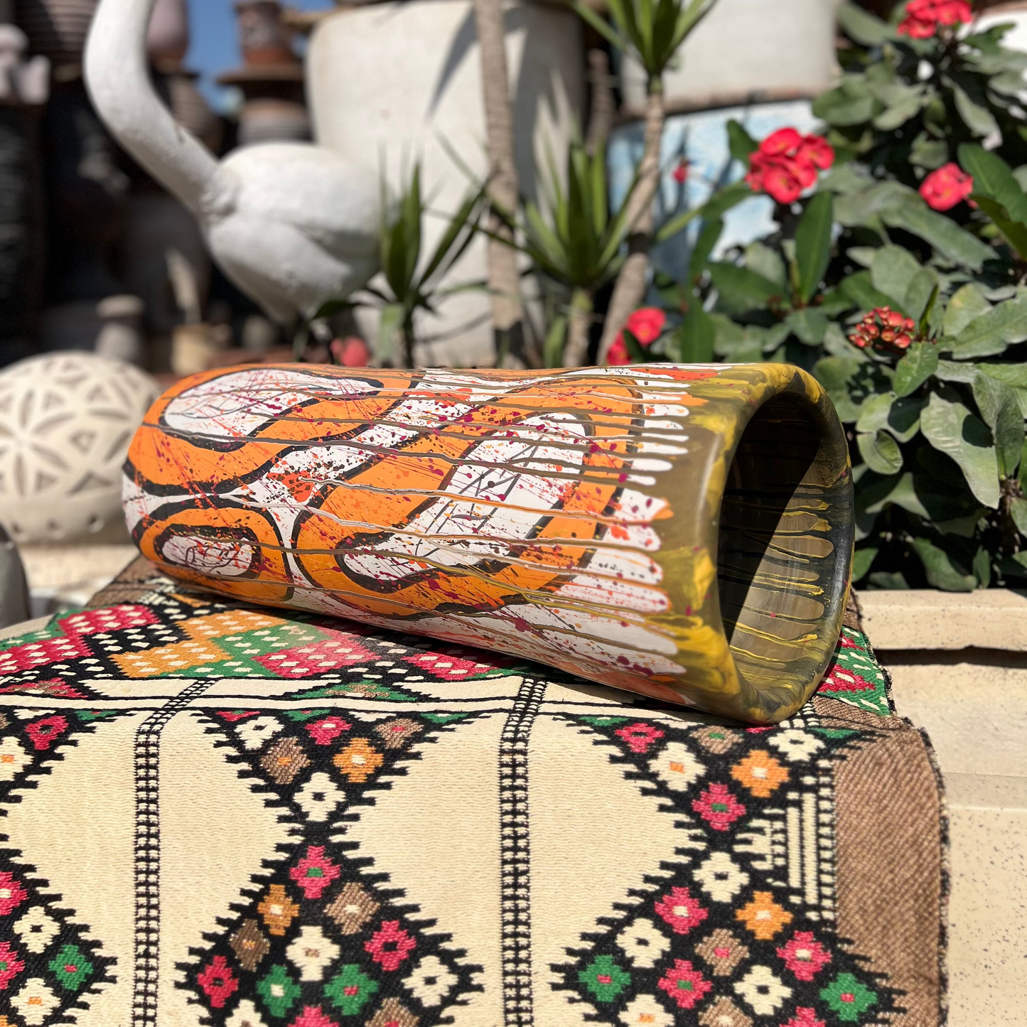 Cylinder Vase - Pottery - Multi Color - 57x8x8 cm
