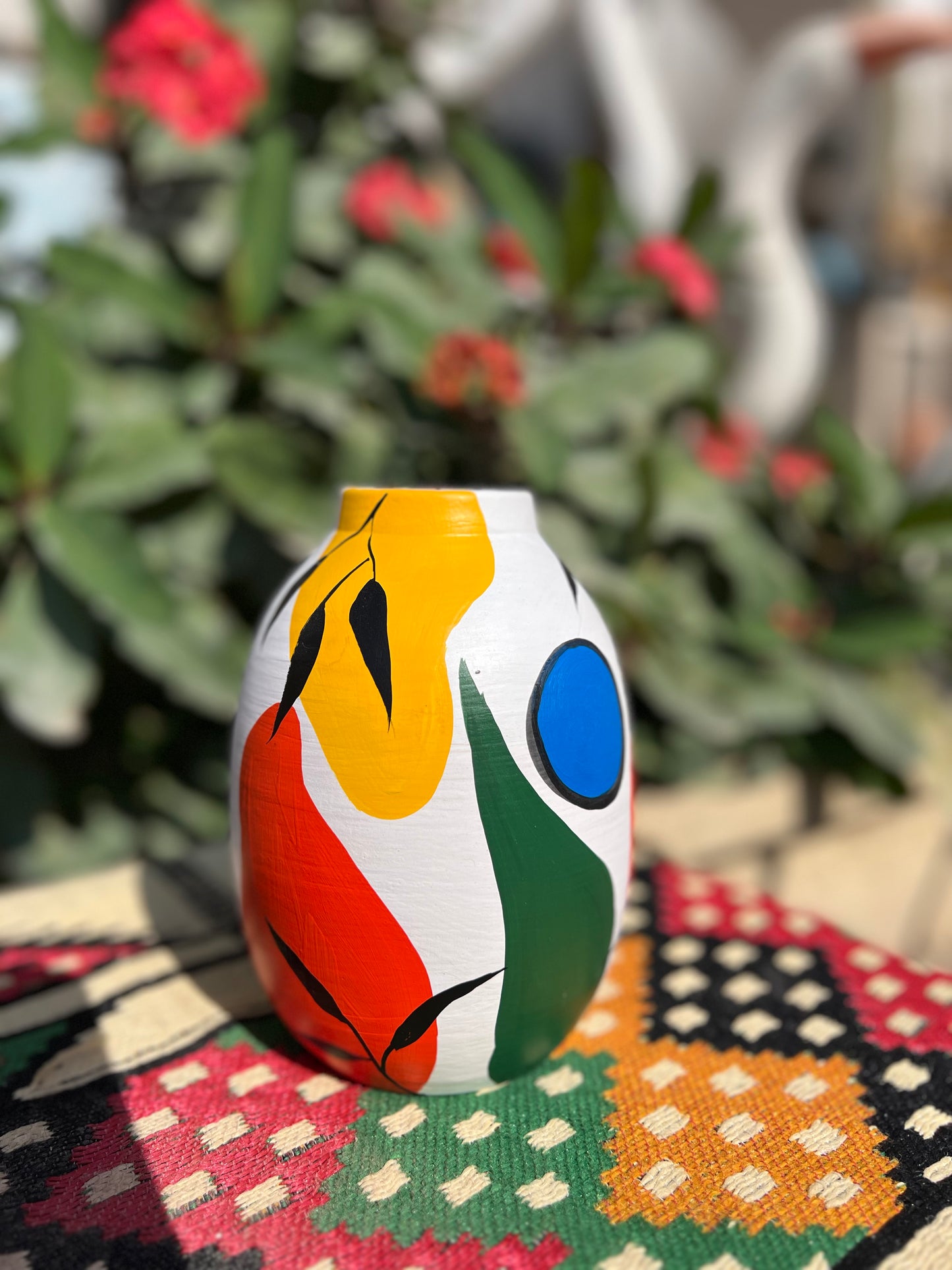 Small Vase - Pottery - Multi Color - 12 cm