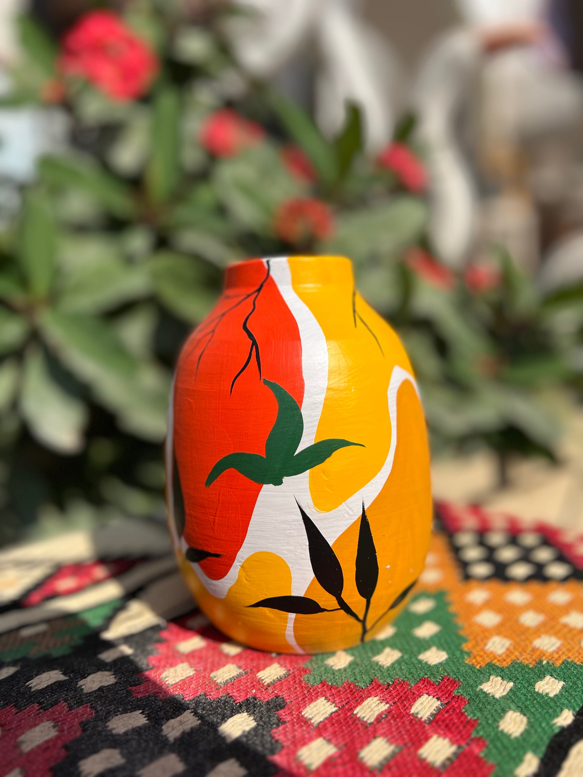 Small Vase - Pottery - Multi Color - 12 cm
