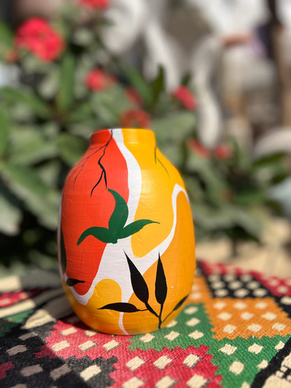 Small Vase - Pottery - Multi Color - 12 cm