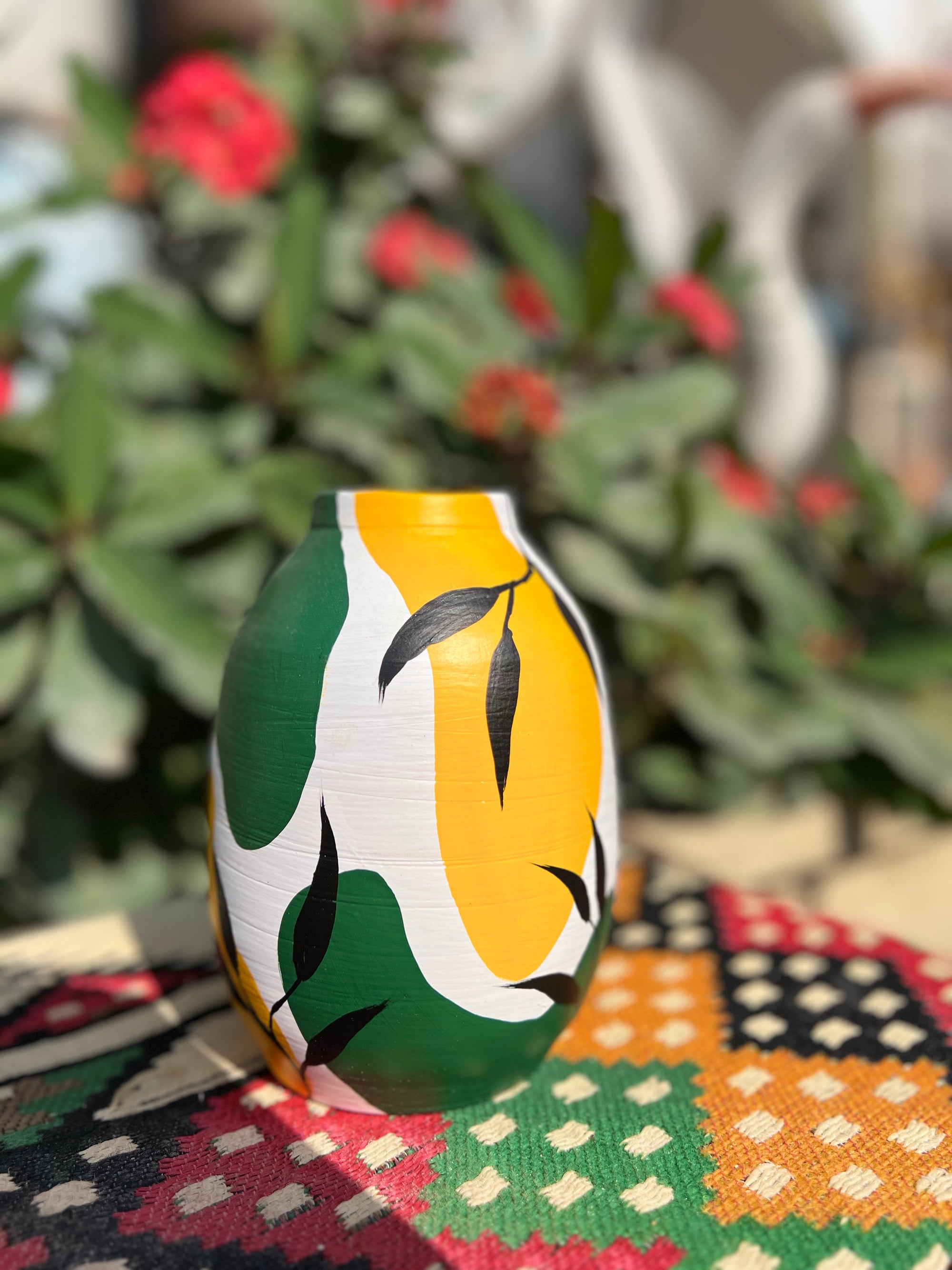 Small Vase - Pottery - Multi Color - 12 cm