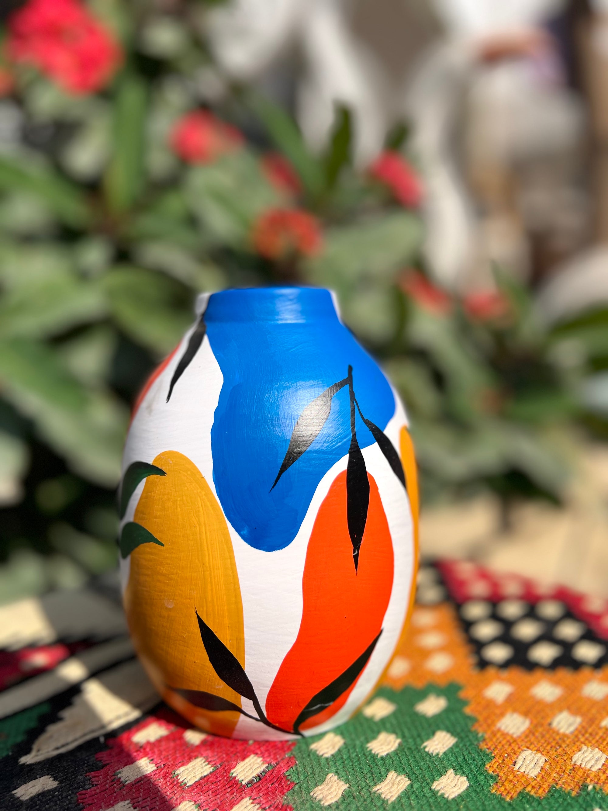 Small Vase - Pottery - Multi Color - 12 cm