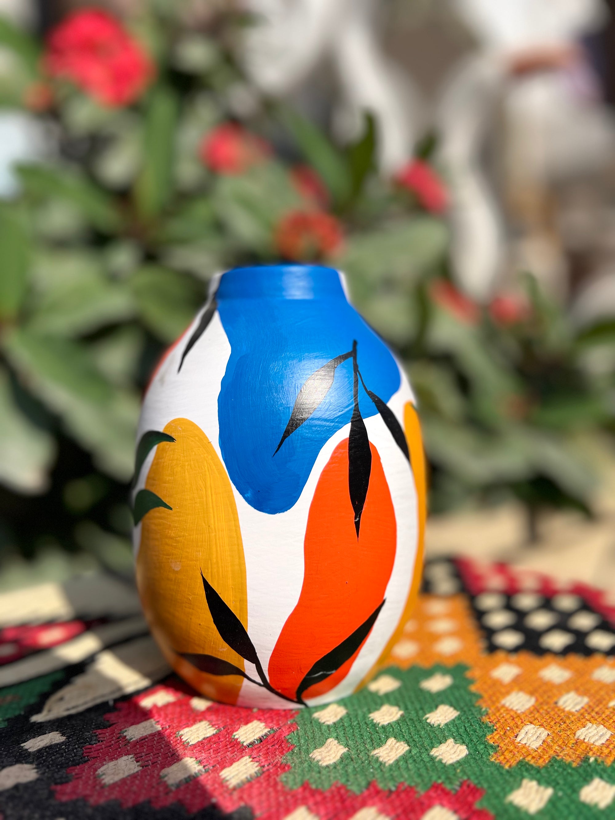 Small Vase - Pottery - Multi Color - 12 cm