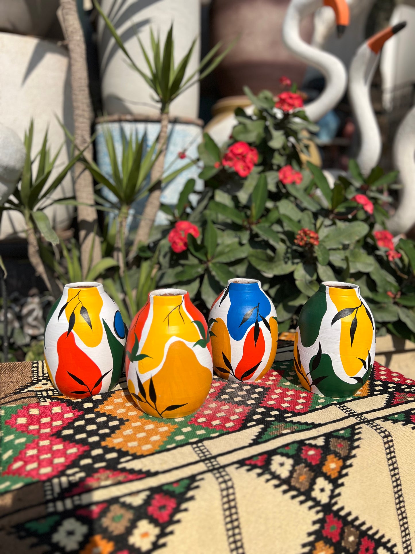 Small Vase - Pottery - Multi Color - 12 cm