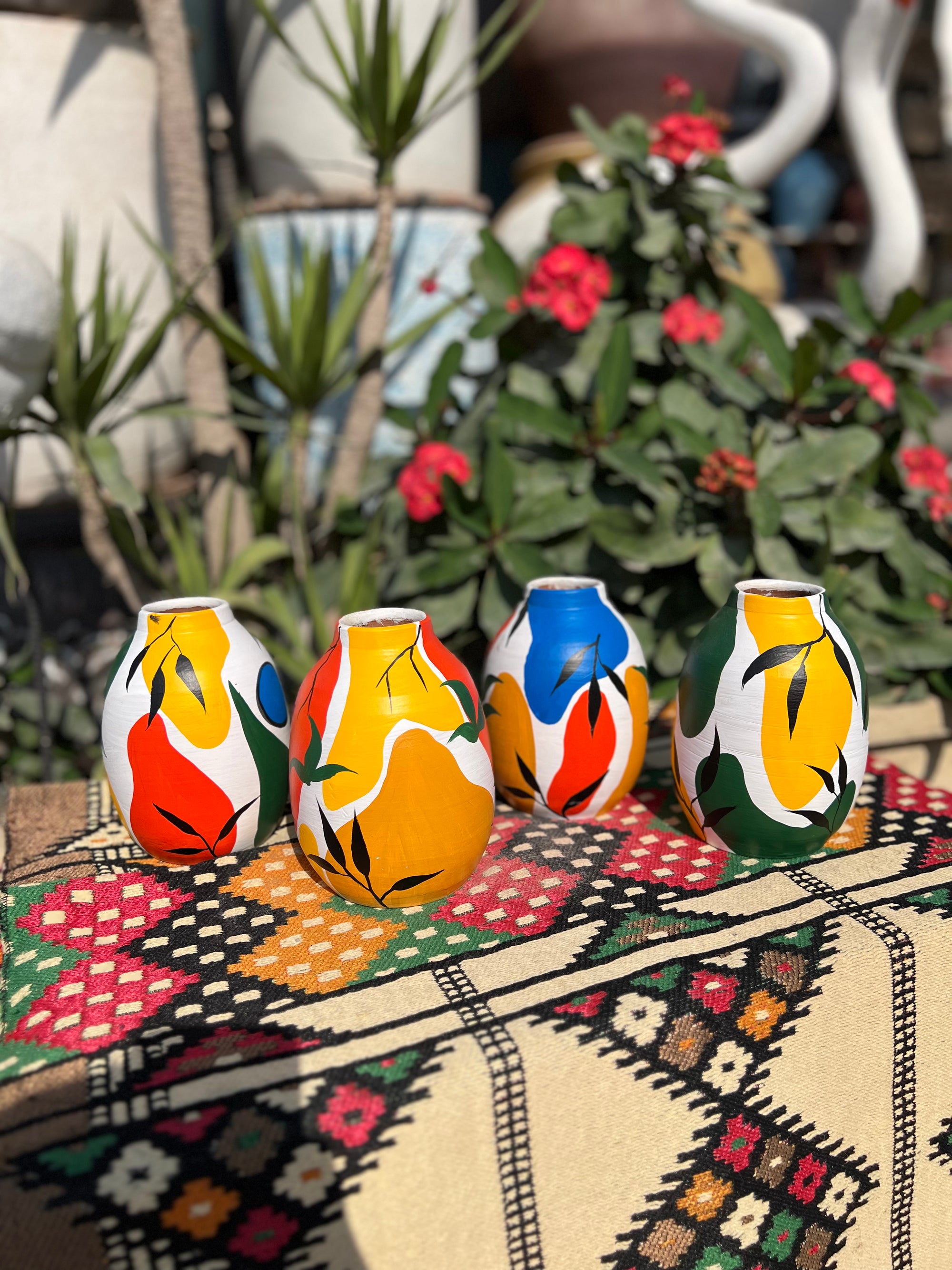 Small Vase - Pottery - Multi Color - 12 cm