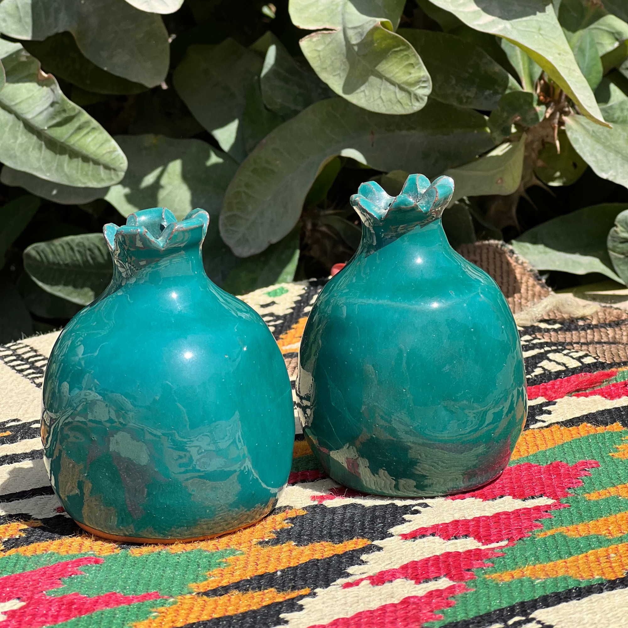 Pomegranate Vase - Pottery - Turquoise - 9x8 cm