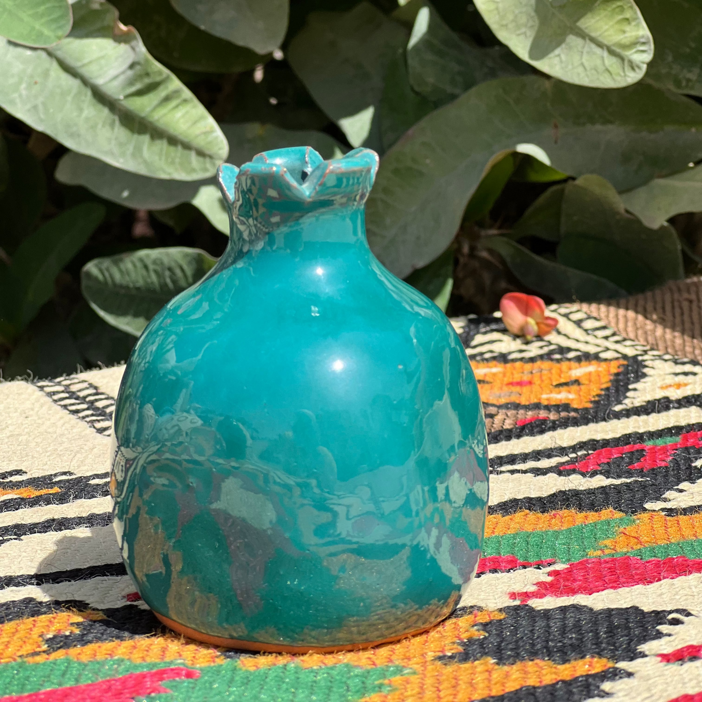 Pomegranate Vase - Pottery - Turquoise - 9x8 cm