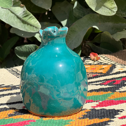 Pomegranate Vase - Pottery - Turquoise - 9x8 cm