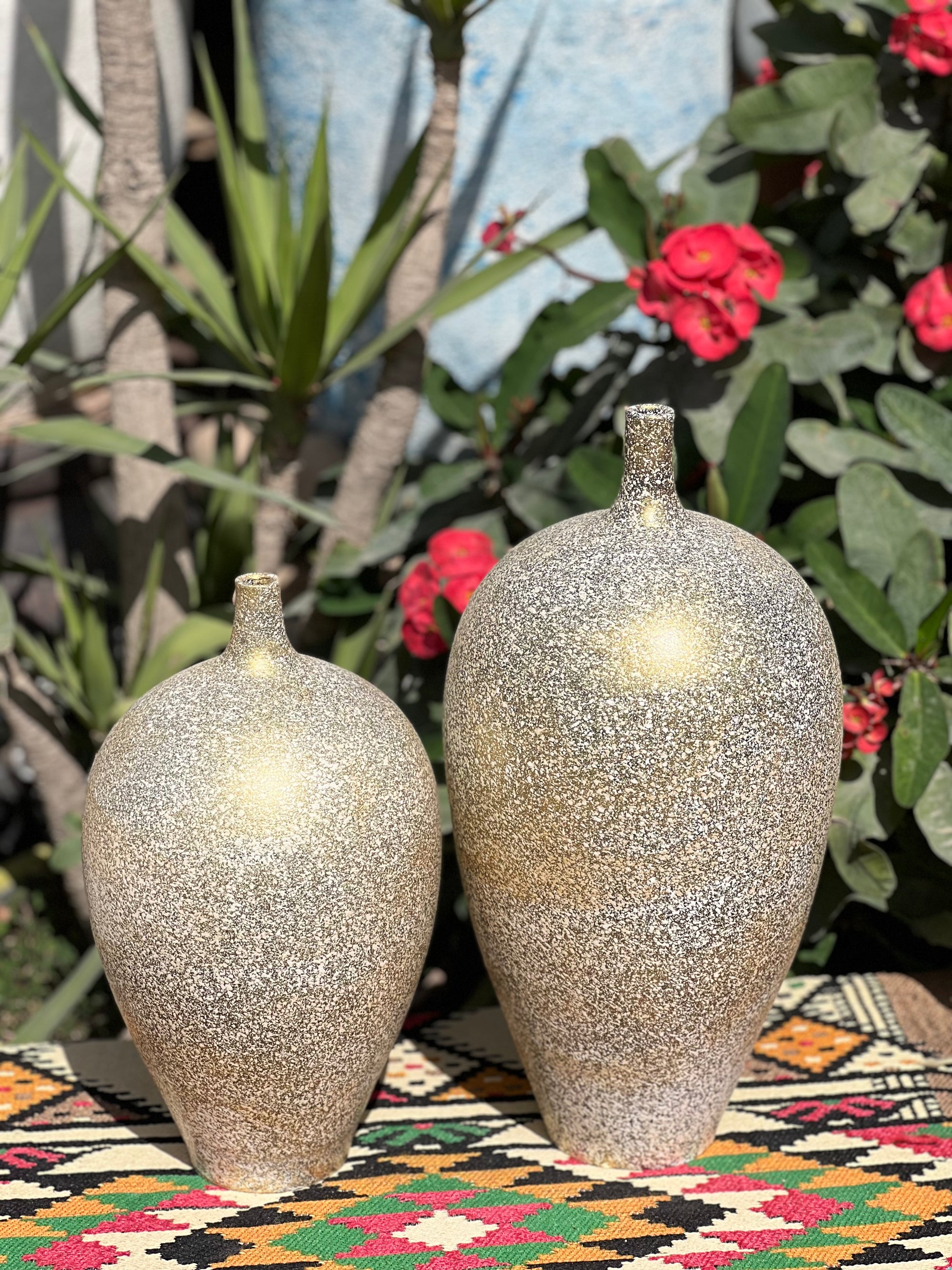 Large Vase - 2 pieces - White & Gold - Multi Size