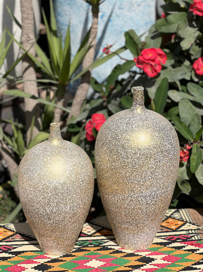 Large Vase - 2 pieces - White & Gold - Multi Size
