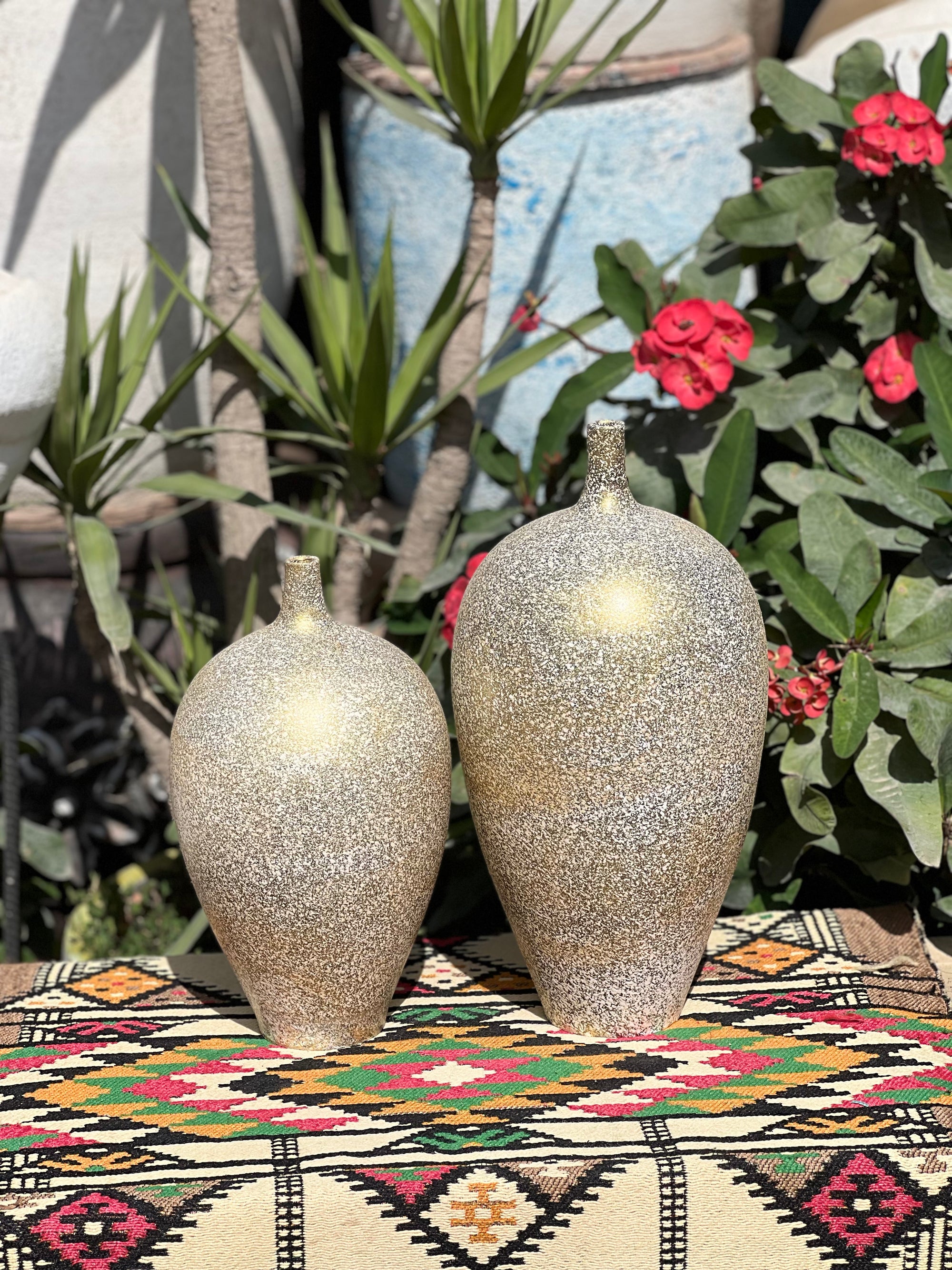 Large Vase - 2 pieces - White & Gold - Multi Size
